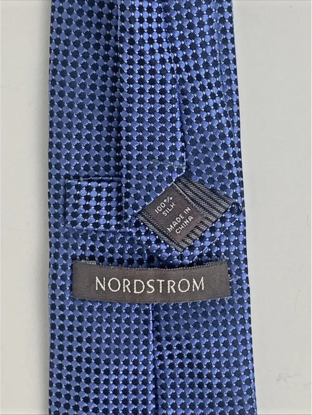 Nordstrom Boys Zipper Adjustable Pre-tied Blue Necktie Silk 13” Length Wedding